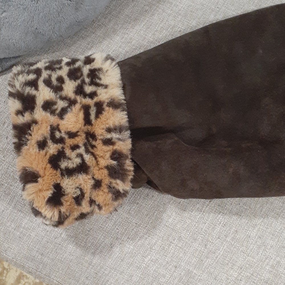 Vtg Joyce Leslie faux fur leopard and leather reversible bomber jacket size S - Picture 13 of 16